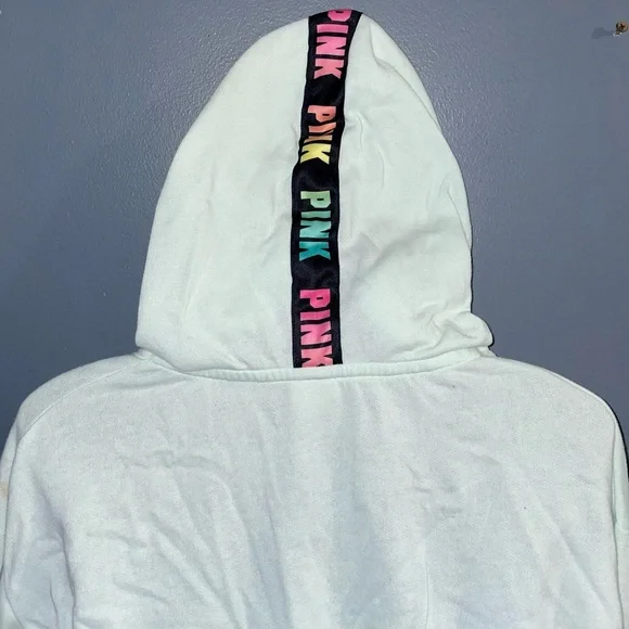 PINK Victoria’s Secret light teal blue/green zip up hoodie sweatshirt size small - Picture 8 of 16